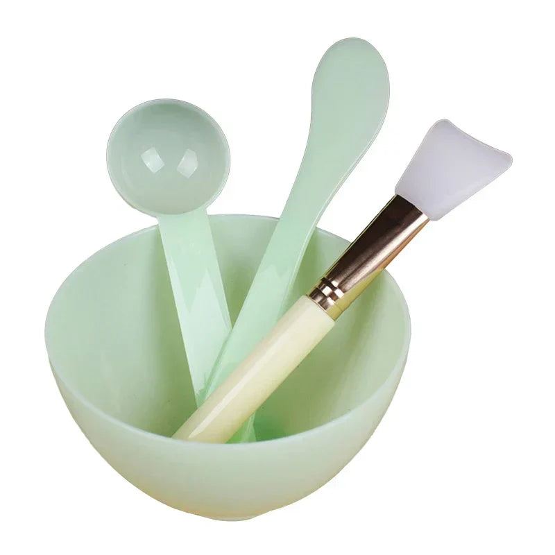 (Pack of 4) Silicone Facial Makeup Brushes with Face Mask Mixing Bowl Set Cosmetic Spatula Beauty Skin Care Full Kit Tools Candy Color