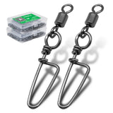 (Pack of 100) 50-/ 1box Fishing Connector Swivels Interlock Pin Rolling Swivel With Hooked Snap For Fishhook Lure Fishing Accessories