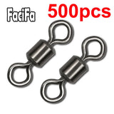 (Pack of 500) Bearing Swivel Fishing Connector Stainless Steel Carp Fishing Accessories Snap Fishhook Lure Solid Ring Swivel Tackle