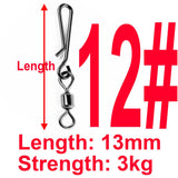 (Pack of 50) Box Rolling Swivel With Hanging Snap Fishing Tackle Fishhooks Lure Line Bait Fishing Connector Carp Solid Rings Swivels
