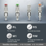 (Pack of 50) EZ Revolution Cartridge Tattoo Needles Permanent Makeup 0.30mm /0.35mm RL RS M1 RM for Rotary Cartridge Tattoo Machine Pen