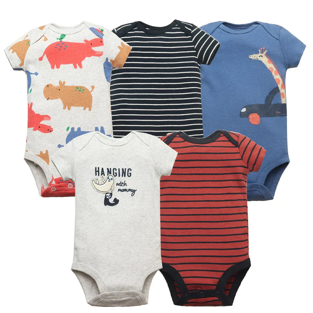 (Pack of 5) /Lot Baby Boys Girls Bodysuits 100% Cotton Short Sleeves Kids Clothes 6-24 Month Newborn Baby Clothing bebe Jumpsuit