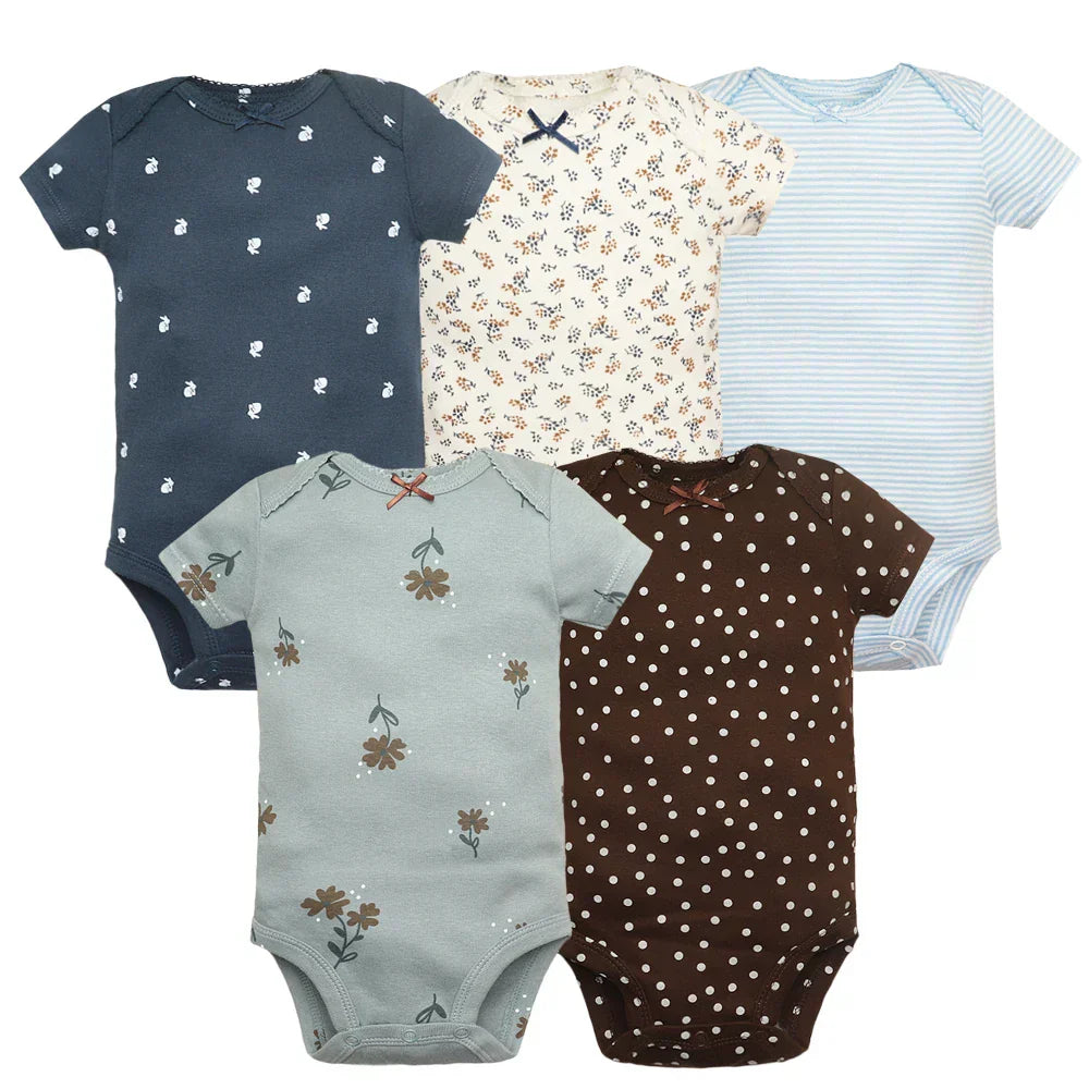 (Pack of 5) /Lot Baby Boys Girls Bodysuits 100% Cotton Short Sleeves Kids Clothes 6-24 Month Newborn Baby Clothing bebe Jumpsuit