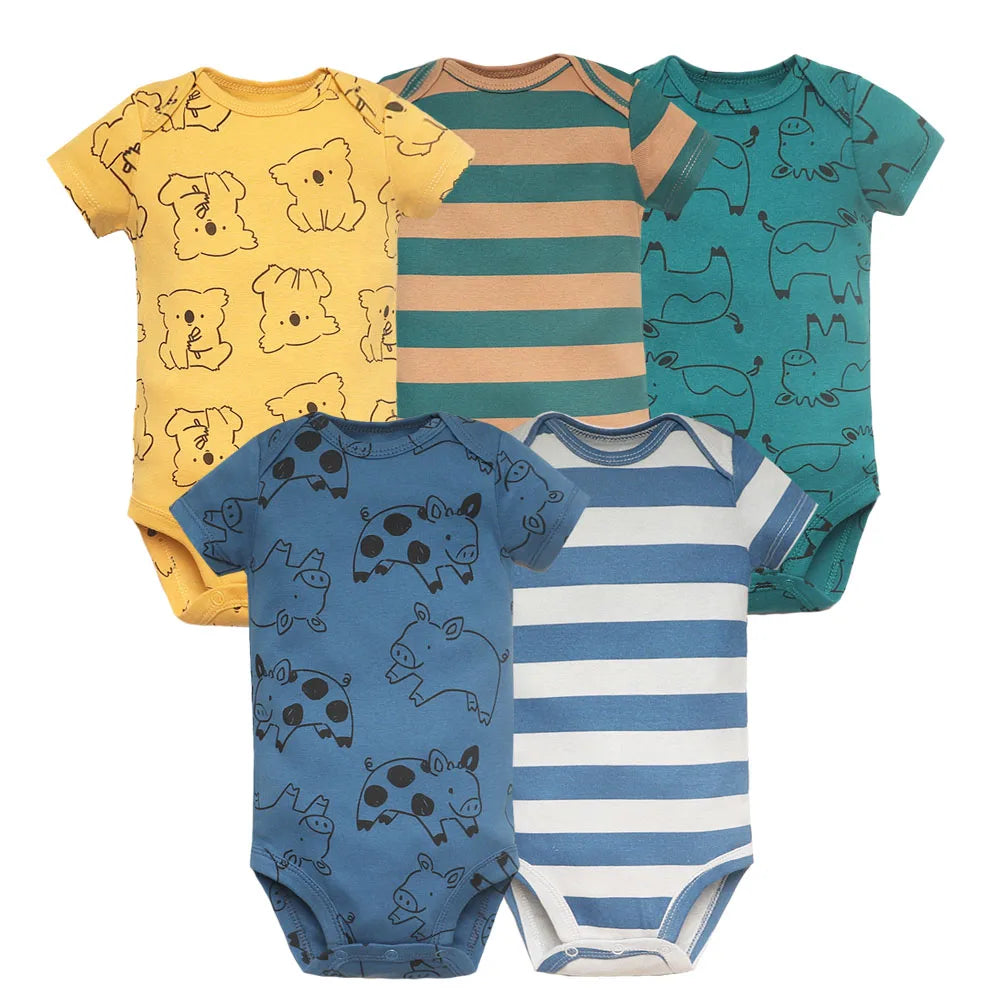 (Pack of 5) /Lot Baby Boys Girls Bodysuits 100% Cotton Short Sleeves Kids Clothes 6-24 Month Newborn Baby Clothing bebe Jumpsuit