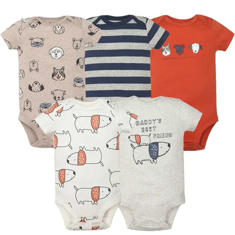 (Pack of 5) /lot Baby Bodysuit Fashion Girl Clothes Cotton Newborn Baby Boy Clothing Infant Body Baby Jumpsuit Cartoon Ropa Bebe