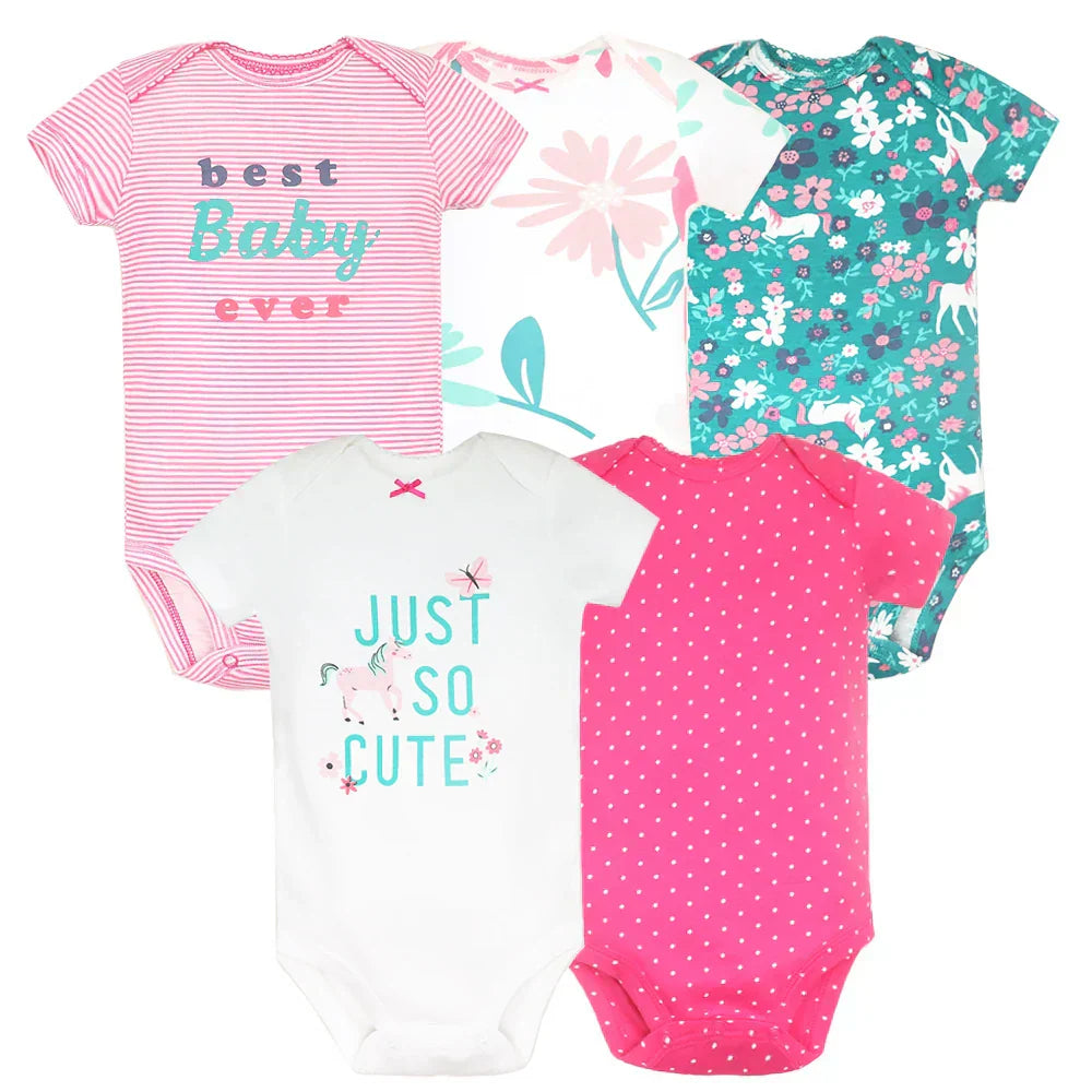 (Pack of 5) /lot Baby Bodysuit Fashion Girl Clothes Cotton Newborn Baby Boy Clothing Infant Body Baby Jumpsuit Cartoon Ropa Bebe
