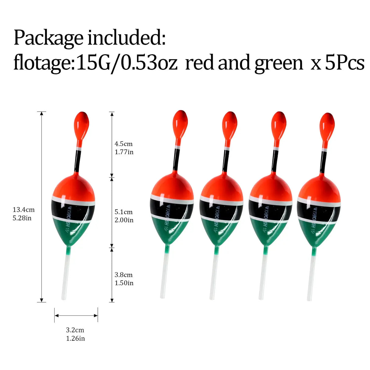 (Pack of 5) /lot Fishing Slip Float Bobbers 15g 5g Balsa Wood Fishing Slip Float 6 colors Slip Bobber Rigs