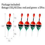 (Pack of 5) /lot Fishing Slip Float Bobbers 15g 5g Balsa Wood Fishing Slip Float 6 colors Slip Bobber Rigs