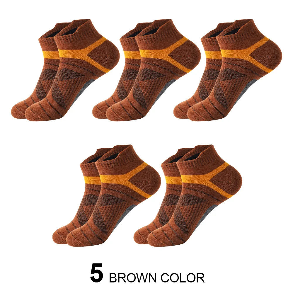 5 Pairs High Quality Socks Men Summer Outdoor Casual Cotton Socks Short Breathable Black Ankle Socks Run Sports Socks Size 38-45