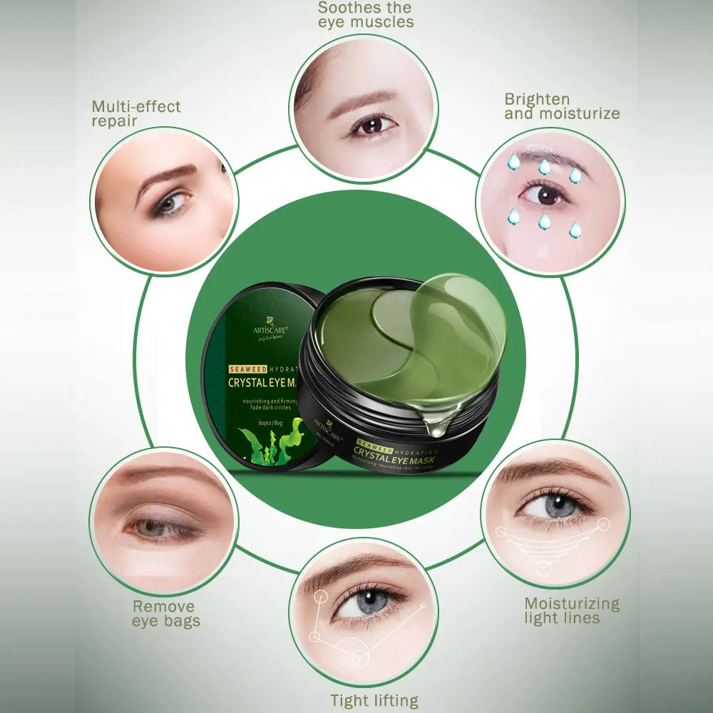 (Pack of 120) ARTISCARE Seaweed/Black Pearl Collagen Eye Patches Remove Dark Circle Anti wrinkle Sleep Eye Mask Moisturizing Eye Care