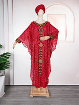 African Dresses for Women Muslim Fashion Lace Boubou Dashiki Traditional Africa Clothes Ankara Outfits Evening Gown with Headtie