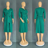 African Pleated Dresses for Women Summer Elegant African Half Sleeve V-neck Polyester Solid Color Dress Dashiki African Clothes