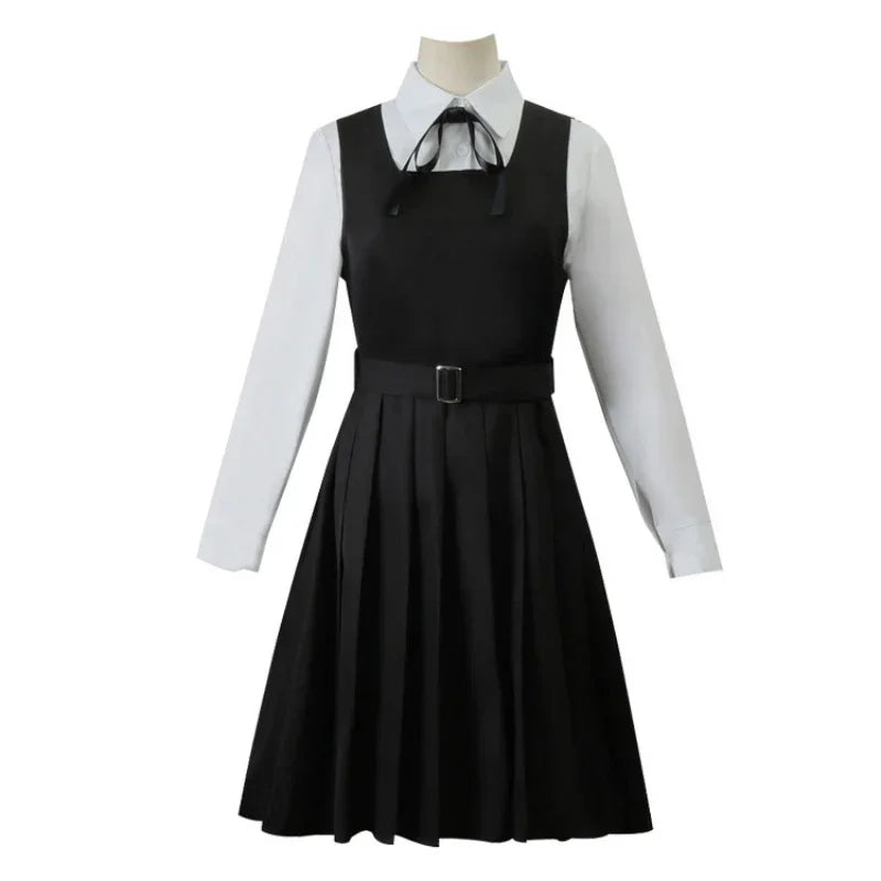 Anime Gaun Kostum Chainsaw Man Cosplay Mitaka Asa Seragam JK School Uniform Women's Shirt Uniform Dress Halloween Party Set