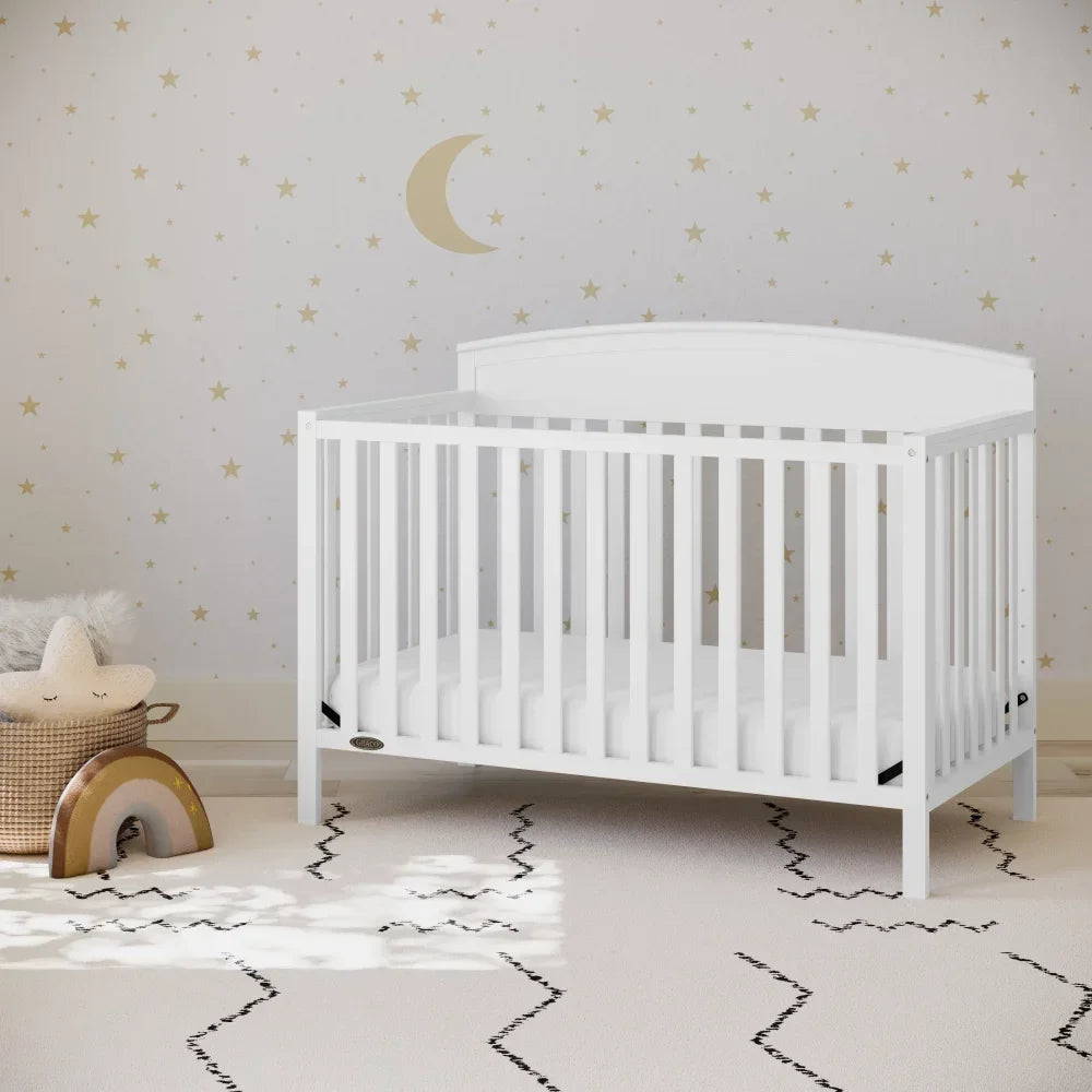 BOUSSAC Benton 5-in-1 Convertible Baby Crib, Multicolor， Baby Furniture Bed for Girls,kid Bed, Children Bed