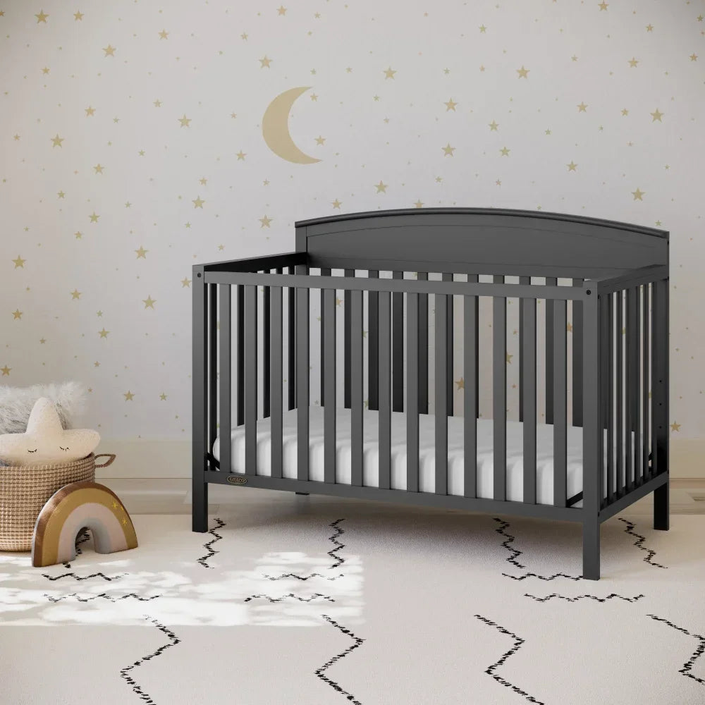 BOUSSAC Benton 5-in-1 Convertible Baby Crib, Multicolor， Baby Furniture Bed for Girls,kid Bed, Children Bed