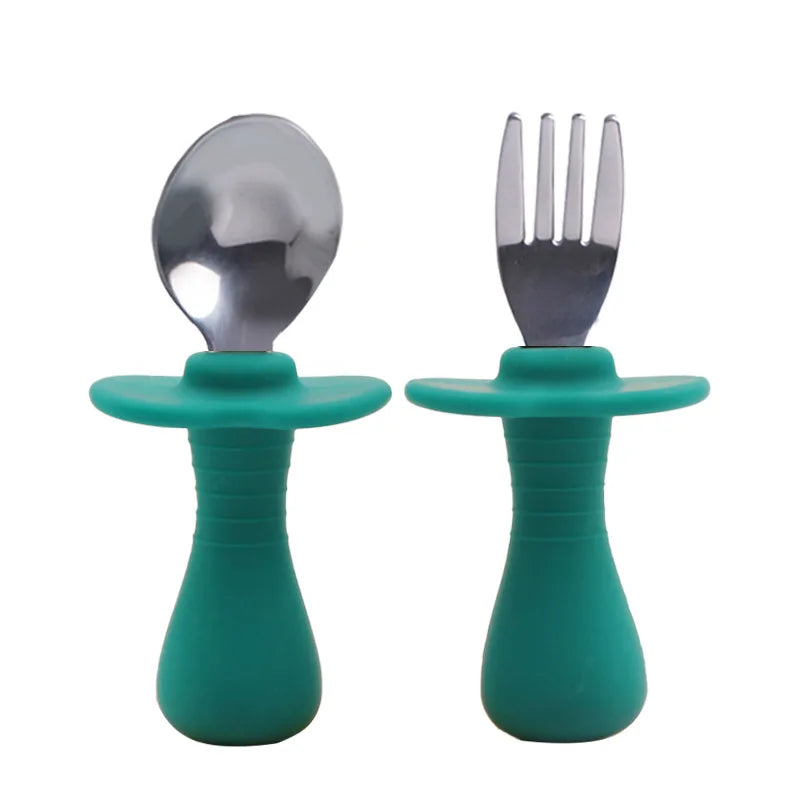 Baby Candy Colour Tableware Set Utensil 316 Stainless Steel Toddler Dinnerware Cutlery Cartoon Infant Food Feeding Spoon Fork