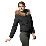 COUTUDI Women Winter Down Coat With Fur Hooded Puffer Jacket Ladies Short Warm Puffer Coat Female Vintage Parka Outerwear Outfit