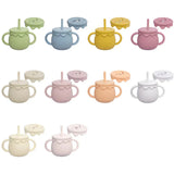 Cartoon Cute Silicone Straw Cup Children's Drinking Cup Snack Cup 2-in-1 Food Storage Box with Handle Feeding Water Cup BPA Free