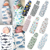 (Pack of 2) Citgeett Newborn Baby Cute Swaddle Blanket Sleeping Swaddle Muslin Wrap+Hat Anime Casual Accessories SS