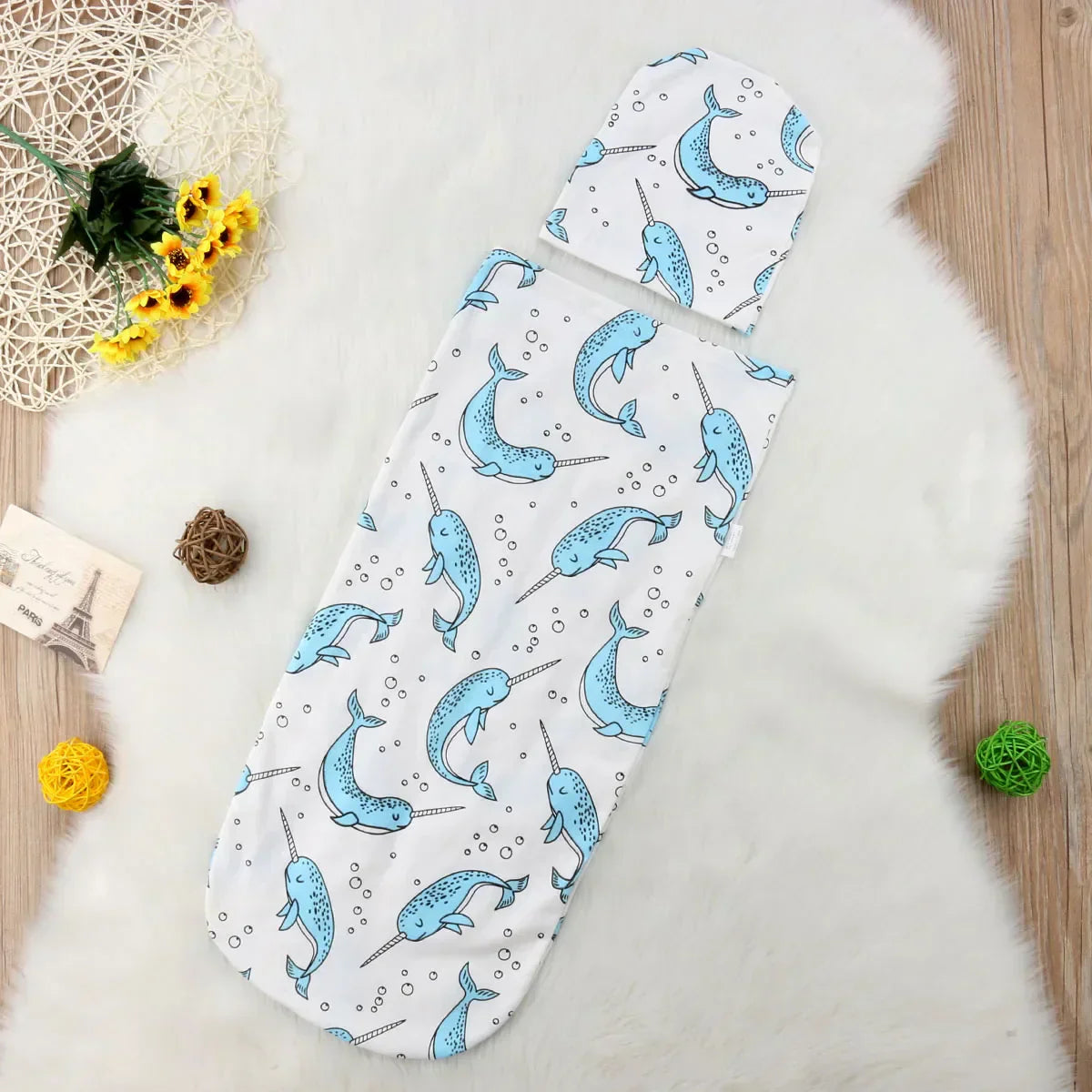 (Pack of 2) Citgeett Newborn Baby Cute Swaddle Blanket Sleeping Swaddle Muslin Wrap+Hat Anime Casual Accessories SS