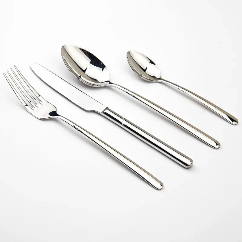 (Pack of 24) Cozy Zone Dinnerware Set Luxury Cutlery Steel Set Quality Tableware Knives Forks Dining Dinner Set Western Food Restaurant