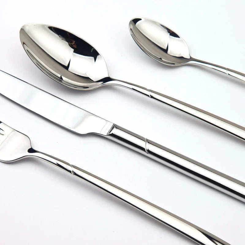 (Pack of 24) Cozy Zone Dinnerware Set Luxury Cutlery Steel Set Quality Tableware Knives Forks Dining Dinner Set Western Food Restaurant