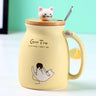 Creative color cat heat-resistant Mug cartoon with lid 450ml cup kitten coffee ceramic mugs children cup office Drinkware gift