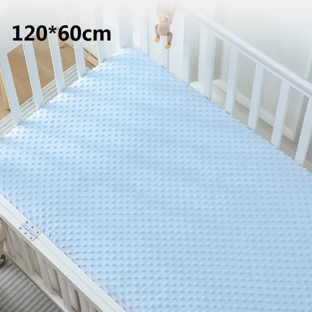 Crib Sheets 3D Dot Velvet Bed Cover Children'S Thickened Warm Baby Crib Protector Solid Color Set Of Sheets Baby Crib Winter