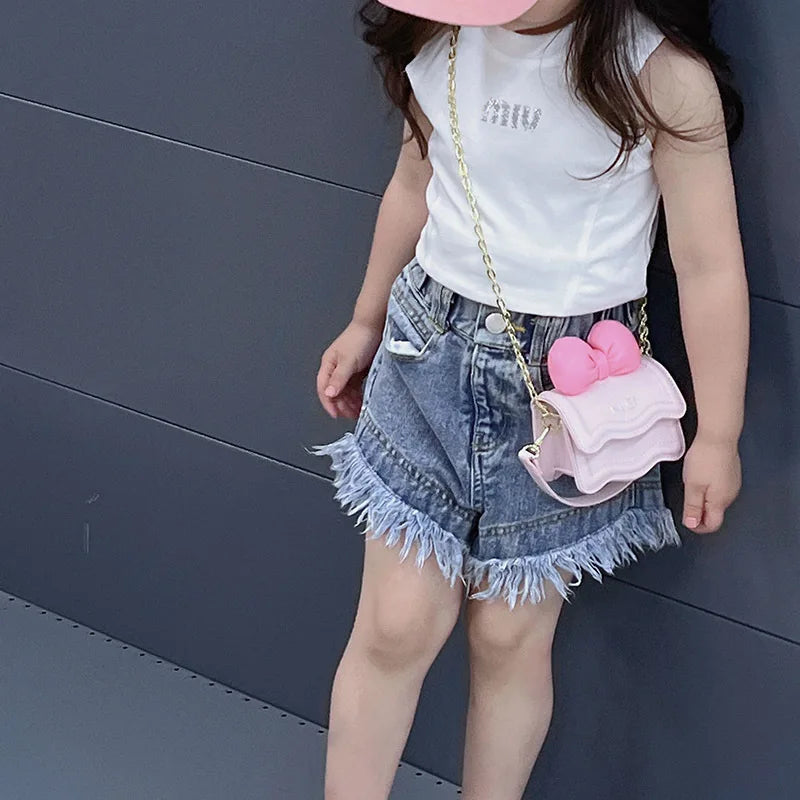 Cute Children's Handbag for Girls Vintage PU Leather Bow-Knot Messenger Purse Bag Girls Single Strap Crossbody Purse Baby Items