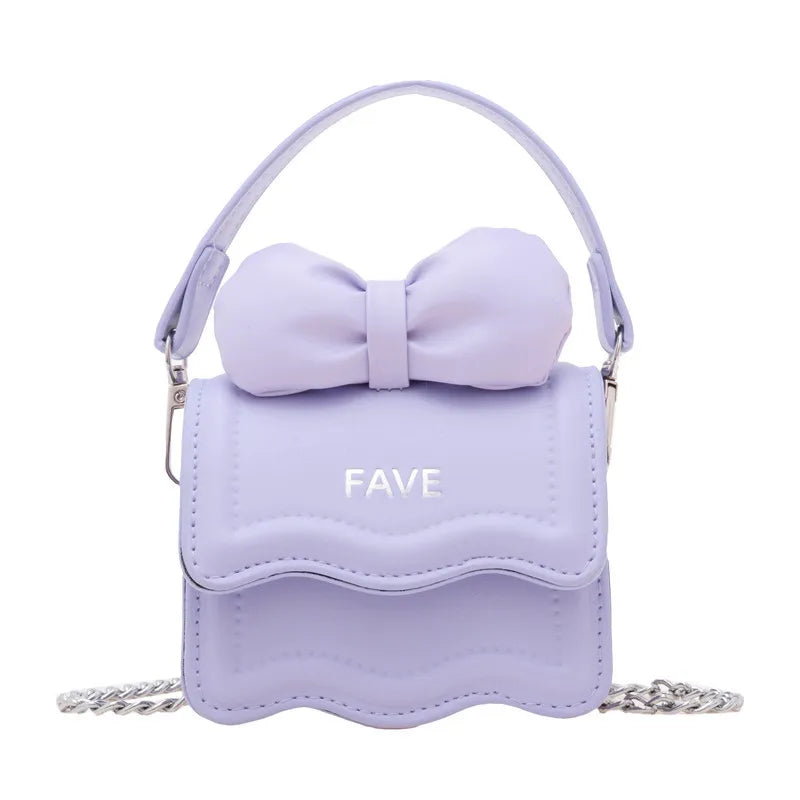 Cute Children's Handbag for Girls Vintage PU Leather Bow-Knot Messenger Purse Bag Girls Single Strap Crossbody Purse Baby Items