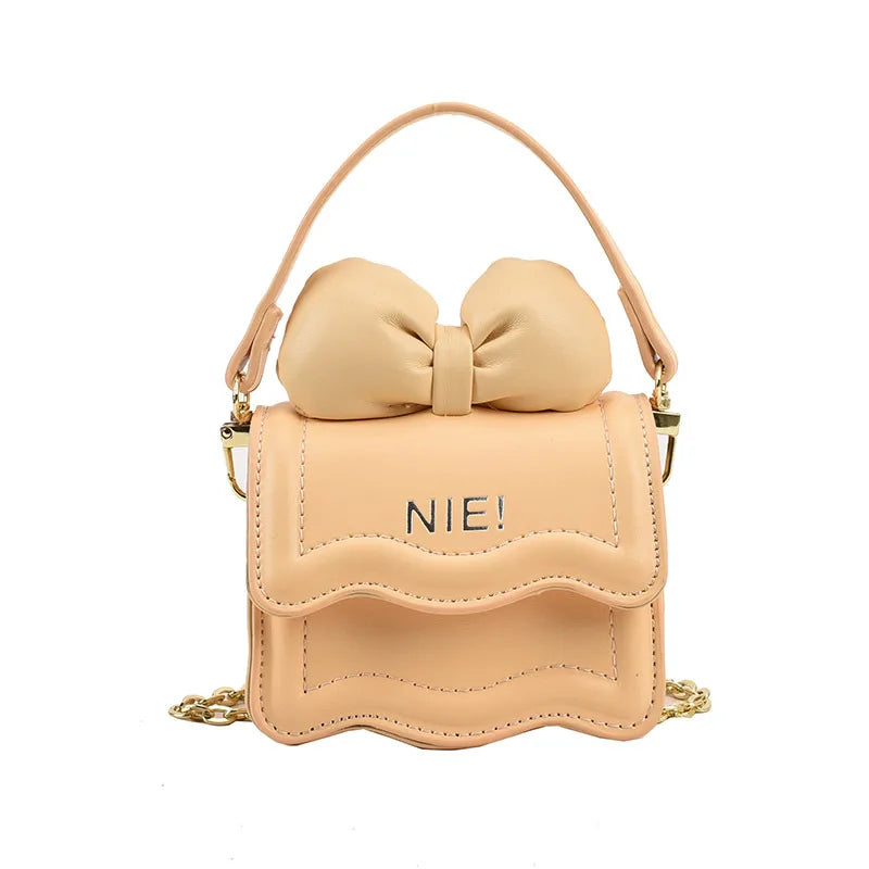 Cute Children's Handbag for Girls Vintage PU Leather Bow-Knot Messenger Purse Bag Girls Single Strap Crossbody Purse Baby Items
