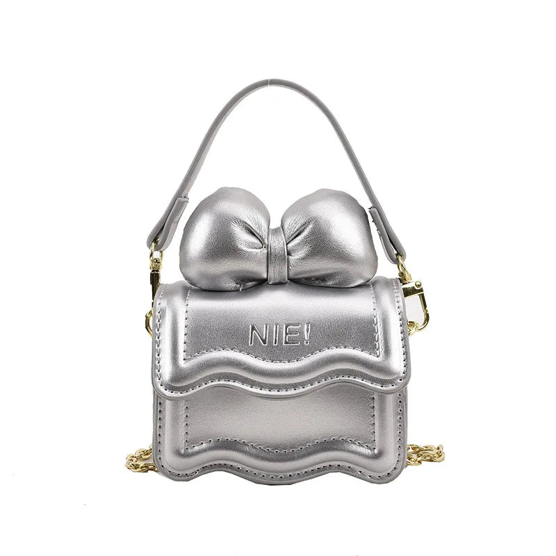 Cute Children's Handbag for Girls Vintage PU Leather Bow-Knot Messenger Purse Bag Girls Single Strap Crossbody Purse Baby Items