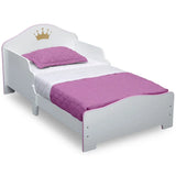 Delta Children Princess Crown Wood Toddler Bed, Greenguard Gold Certified, White/Pink wooden bed kid bed