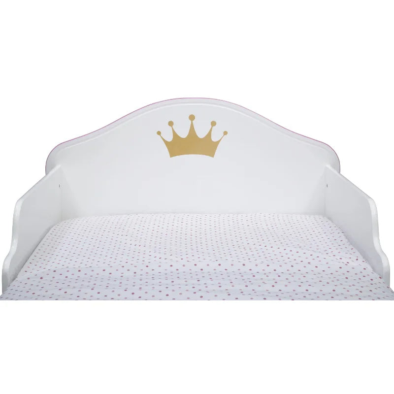 Delta Children Princess Crown Wood Toddler Bed, Greenguard Gold Certified, White/Pink wooden bed kid bed