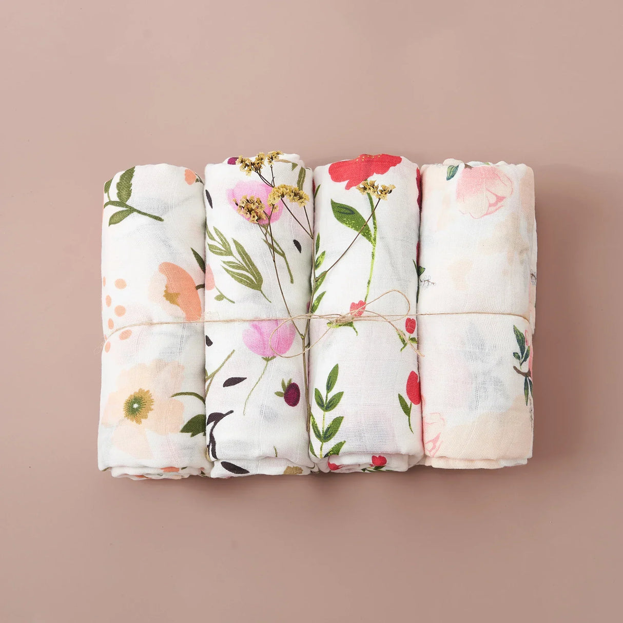 (Pack of 4) Elinfant Rainbow Color 100% Cotton Gift Set Popular Muslin Swaddle Blankets Bamboo Cotton Newborn Baby Bath Towel Wrap