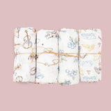 (Pack of 4) Elinfant Rainbow Color 100% Cotton Gift Set Popular Muslin Swaddle Blankets Bamboo Cotton Newborn Baby Bath Towel Wrap