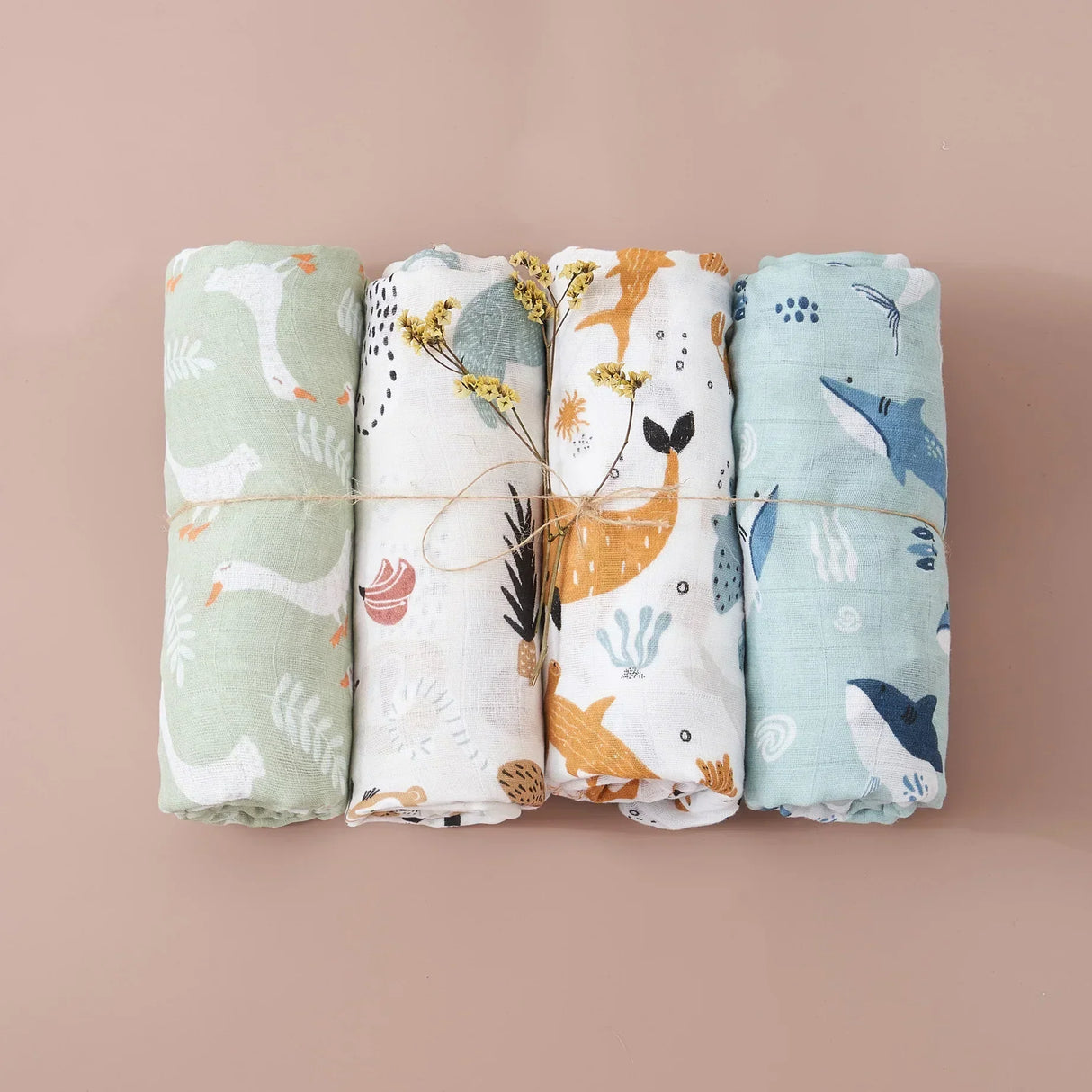 (Pack of 4) Elinfant Rainbow Color 100% Cotton Gift Set Popular Muslin Swaddle Blankets Bamboo Cotton Newborn Baby Bath Towel Wrap