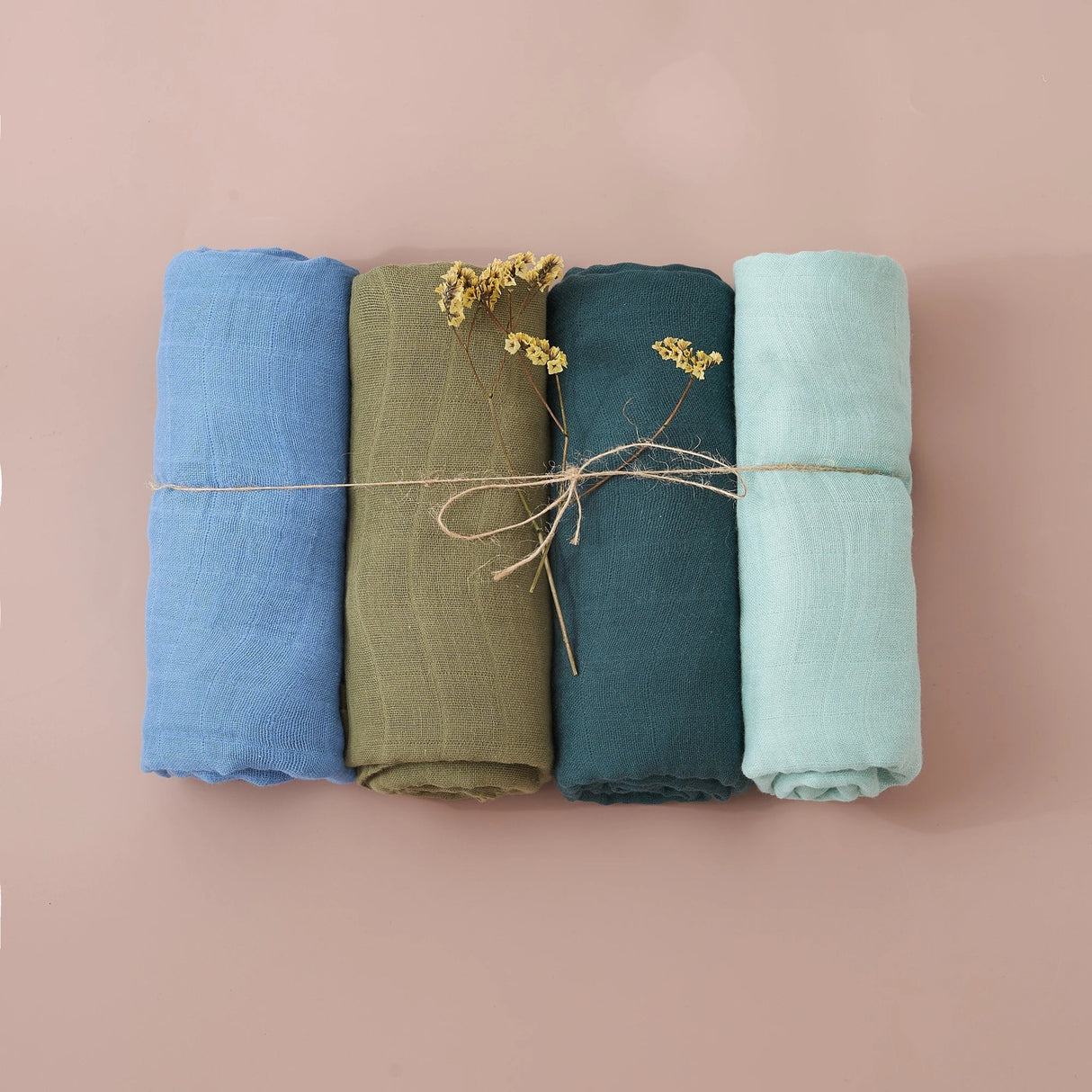 (Pack of 4) Elinfant Rainbow Color 100% Cotton Gift Set Popular Muslin Swaddle Blankets Bamboo Cotton Newborn Baby Bath Towel Wrap