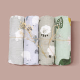 (Pack of 4) Elinfant Rainbow Color 100% Cotton Gift Set Popular Muslin Swaddle Blankets Bamboo Cotton Newborn Baby Bath Towel Wrap