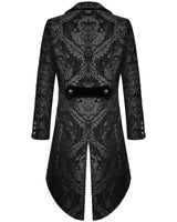 European Clothing Classical Devil Mens Gothic Steampunk Tailcoat Jacket Black Brocade Damask Wedding