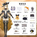 Genshin Impact Navia Cosplay Costume Wig Hat Set Women Dress Uniform Halloween Party for Girls