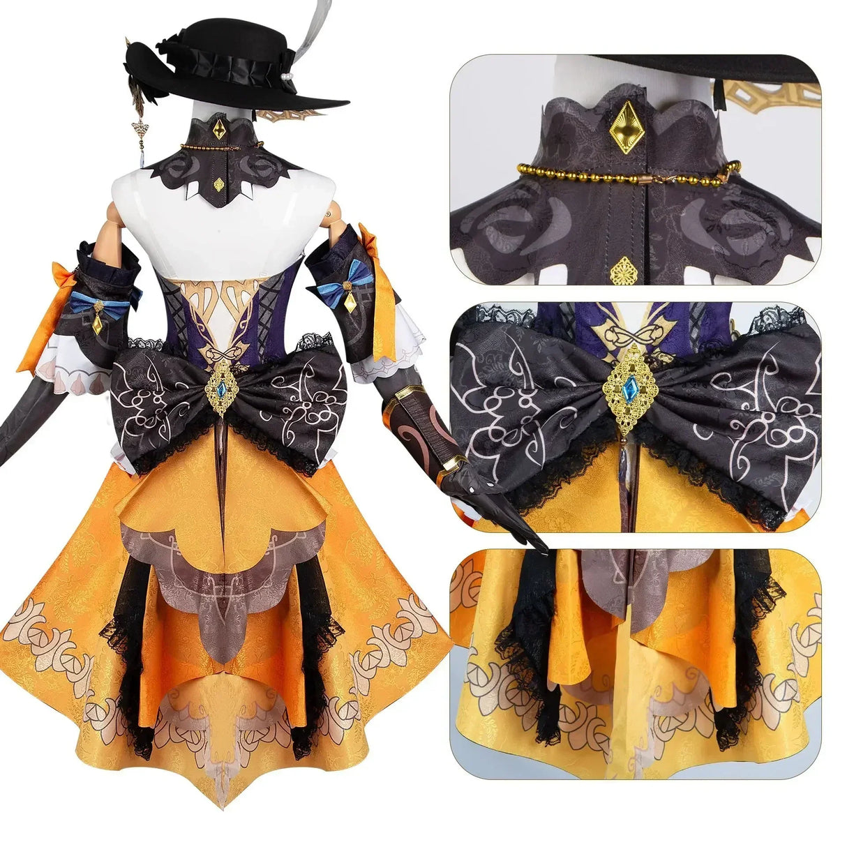 Genshin Impact Navia Cosplay Costume Wig Hat Set Women Dress Uniform Halloween Party for Girls