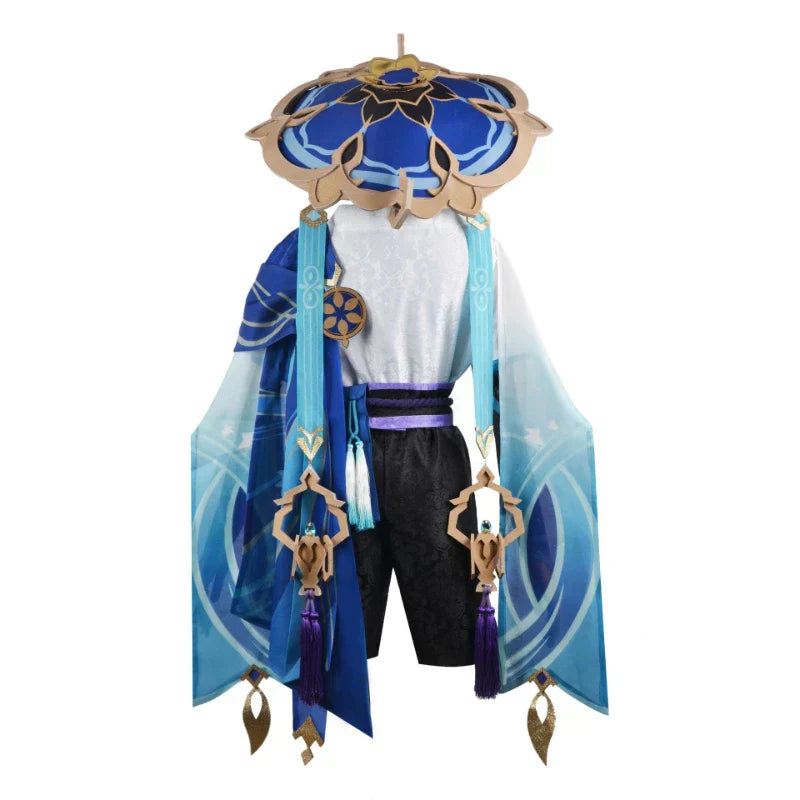 Genshin Impact Scaramouche Wanderer Cosplay Costume Halloween Balladeer Kunikuzushi Bucket Hat Costume Wig Cos Sumeru Anemo Suit