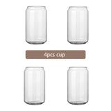 (Pack of 6) Glass Cup Bamboo Lid Bubble Tea Transparent Cold Drinking Coffee Mug Wine Milk Tea Cup Glass Straw Drinkware Durable 4/