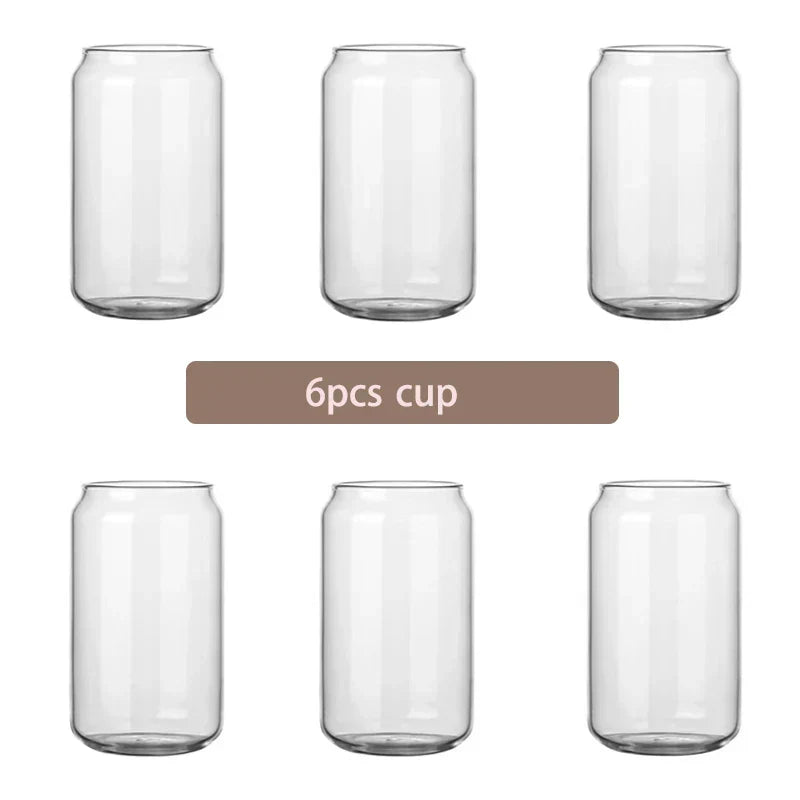 (Pack of 6) Glass Cup Bamboo Lid Bubble Tea Transparent Cold Drinking Coffee Mug Wine Milk Tea Cup Glass Straw Drinkware Durable 4/