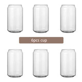 (Pack of 6) Glass Cup Bamboo Lid Bubble Tea Transparent Cold Drinking Coffee Mug Wine Milk Tea Cup Glass Straw Drinkware Durable 4/