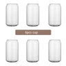 (Pack of 6) Glass Cup Bamboo Lid Bubble Tea Transparent Cold Drinking Coffee Mug Wine Milk Tea Cup Glass Straw Drinkware Durable 4/