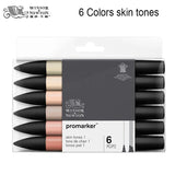 WINSOR&NEWTON 6/12 Colors ProMarkers Alcohol base ink Twin tips Professional Art Marker Pen Drawing Supplies