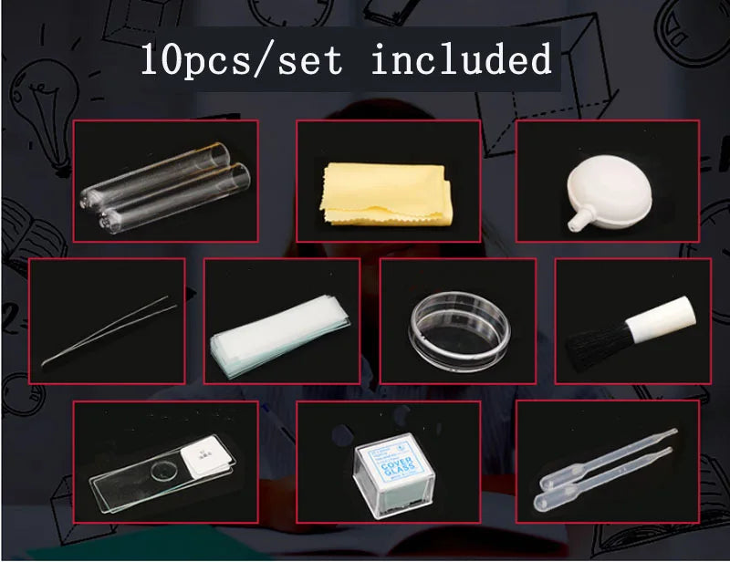 (Pack of 10) / Microscope Parts Tweezers Cover Glass Slides Paper Cloth Lamp Microscope Accessories For Making Specimen