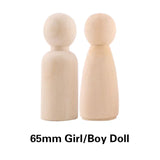 Wooden Doll Peg Baby Teether DIY Color Painting Peg Dolls Unfinished Wood Blank Male & Female Doll Bodies Decoration Toys